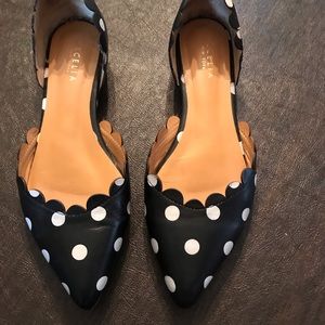 Cecilia New Leather Polka Dot D’orsay Flats